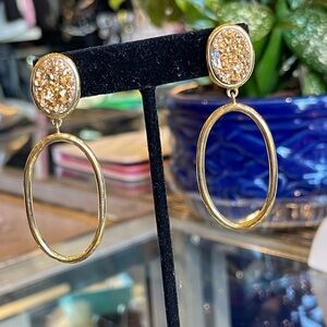 Marcia Moran Druzy Earrings Gold Dangle